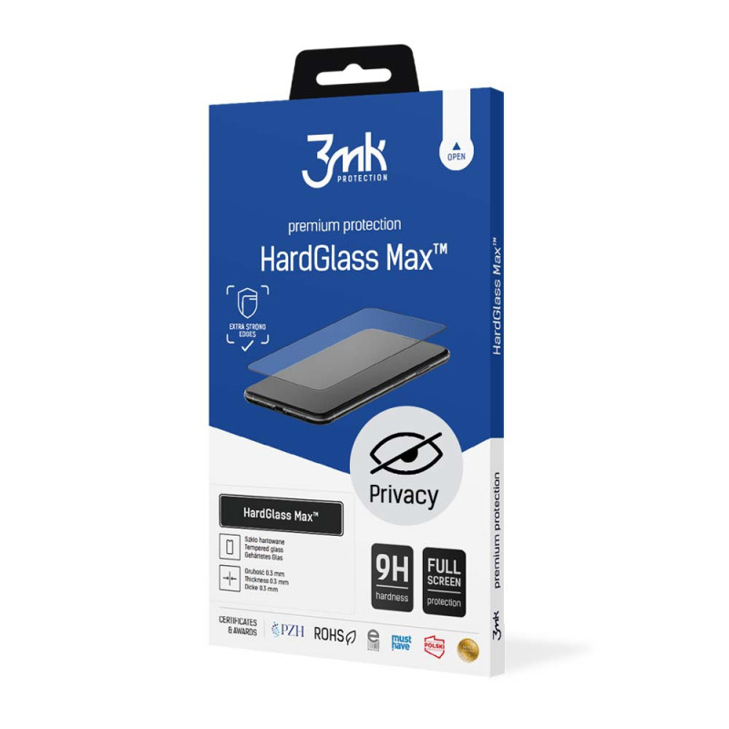 9H 3mk HardGlass Max Privacy™ privatumo stiklas, skirtas iPhone 12 Pro Max