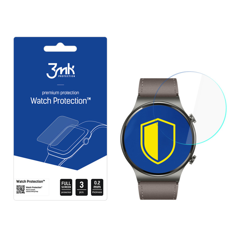 3mk Watch Protection™ hibridinis stiklas v. FlexibleGlass Lite, esantis Huawei Watch GT 2 Pro