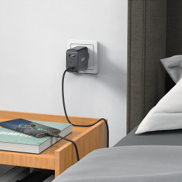 Acefast A29 PD50W GaN (USB-C+USB-C) dviejų prievadų įkroviklis juodas