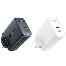Acefast GaN sieninis įkroviklis (JK kištukas) 2x USB Type C 50W, Power Delivery, PPS, Q3 3.0, AFC, FCP (A32 UK)