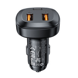 Acefast automobilinis įkroviklis 66W 2x USB / USB Type C, PPS, Power Delivery, Quick Charge 4.0, AFC, FCP, SCP black (B9...