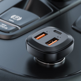Acefast automobilinis įkroviklis 66W 2x USB / USB Type C, PPS, Power Delivery, Quick Charge 4.0, AFC, FCP, SCP black (B9...