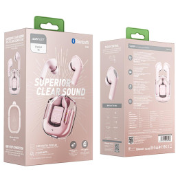 „Acefast“ į ausis įdedamos belaidės TWS „Bluetooth“ ausinės rožinės spalvos (T6 pink lotus)