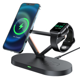 Acefast 15W Qi belaidis įkroviklis skirtas iPhone (su MagSafe), Apple Watch ir Apple AirPods stovo magnetinis laikiklis ...