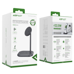 Acefast 15W Qi belaidis įkroviklis skirtas iPhone (su MagSafe) ir Apple AirPods stovo magnetinis laikiklis pilkas (E6 pi...