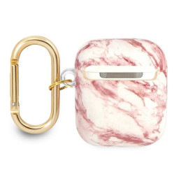 Guess Marble Strap Collection dėklas, skirtas AirPods 1/ 2 – rožinis