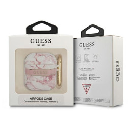 Guess Marble Strap Collection dėklas, skirtas AirPods 1/ 2 – rožinis