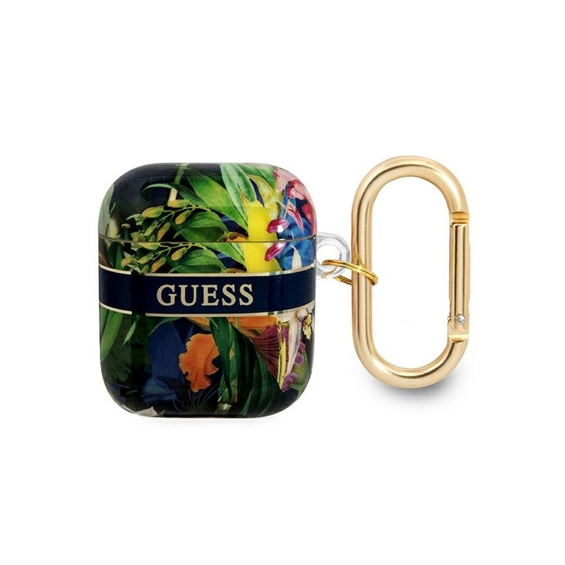 Guess Flower Strap Collection dėklas, skirtas AirPods 1/ 2 – mėlynas