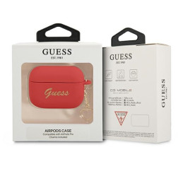 Guess Silicone Charm Heart Collection dėklas, skirtas AirPods Pro – raudonas
