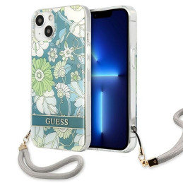 Guess Flower Strap dėklas iPhone 13 - žalias