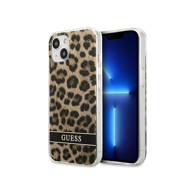 Guess Leopard dėklas iPhone 13 mini - rudas