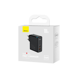 Baseus GaN5 Pro greitas universalus GaN USB Type C / USB įkroviklis 100W PD3.0, QC4.0+, AFC black (CCGP090201)