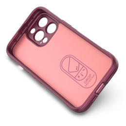 Magic Shield Case dėklas, skirtas iPhone 13 Pro Max, lankstus šarvuotas dangtelis, bordo spalvos