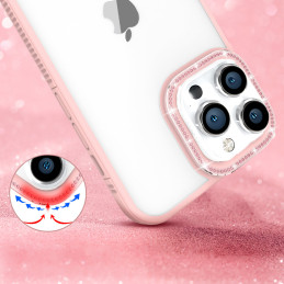 Kingxbar Sparkle Series iPhone 13 Pro Max dėklas su kristalų korpusu galinio dangtelio rožinės spalvos