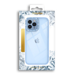 Kingxbar Sparkle serijos iPhone 13 Pro Max dėklas su kristalų korpusu galinis dangtelis mėlynas