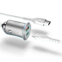 3mk Hyper Car Charger 30W USB-C USB-A automobilinis įkroviklis – sidabrinis