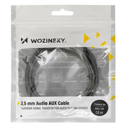 Wozinsky kampinis AUX kabelis (vyriškas-vyriškas) mini jack kabelis 1,5 m juodas