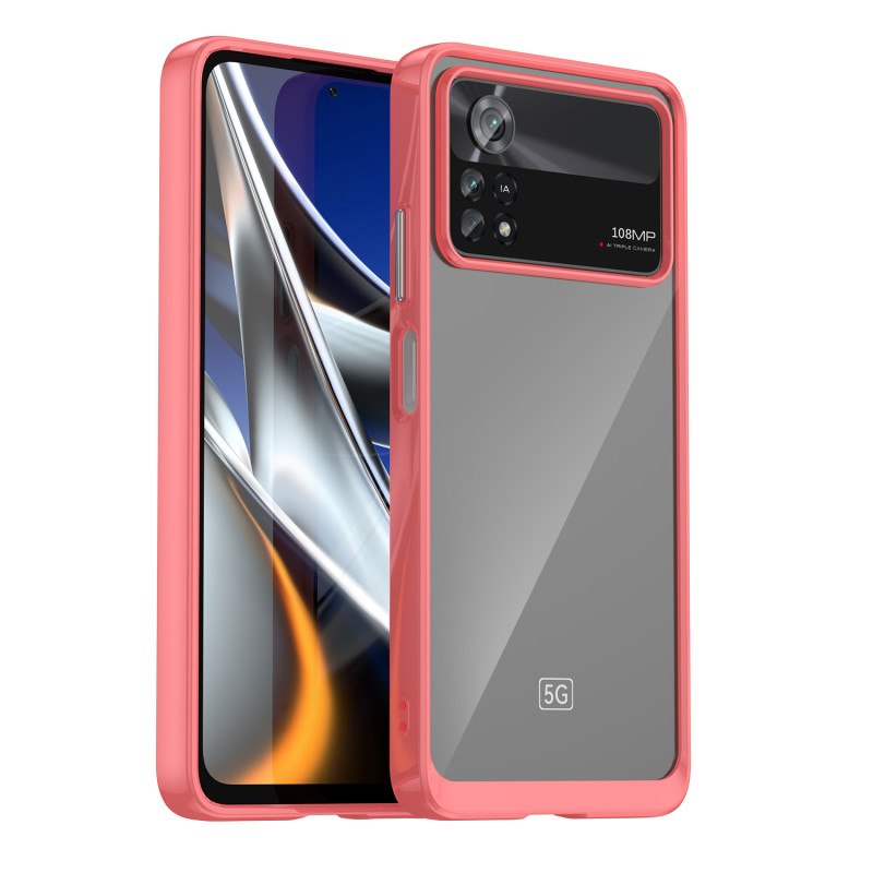 „Outer Space Case“ dėklas, skirtas Xiaomi Poco X4 Pro 5G dangteliui su lanksčiu rėmeliu raudonos spalvos