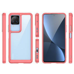 Outer Space Case dėklas Xiaomi Poco F4 5G dėklui su lanksčiu rėmeliu raudonos spalvos