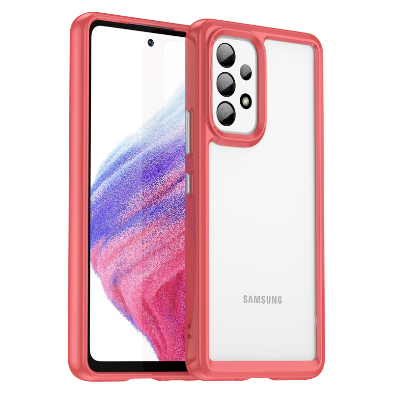Outer Space Case dėklas, skirtas Samsung Galaxy A53 5G, dangtelis lanksčiu raudonu rėmeliu