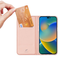 Dux Ducis Skin Pro dėklo dėklo dangtelis su atvartu iPhone 14 Pro rožinis