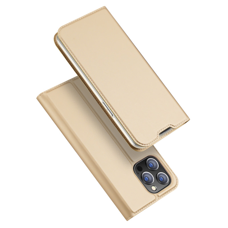 Dux Ducis Skin Pro dėklo dėklo dangtelis su atvartu iPhone 14 Pro auksinis
