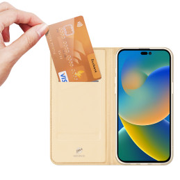 Dux Ducis Skin Pro dėklo dėklo dangtelis su atvartu iPhone 14 Pro auksinis