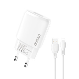 Dudao USB-A 7.5W sieninis įkroviklis + USB-A - Lightning kabelis 1m baltas (A1sEU)