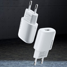 Dudao USB-A 7.5W sieninis įkroviklis + USB-A - Lightning kabelis 1m baltas (A1sEU)