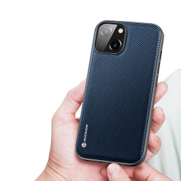 Dux Ducis Fino dėklo dangtelis padengtas nailono medžiaga iPhone 14 mėlynas
