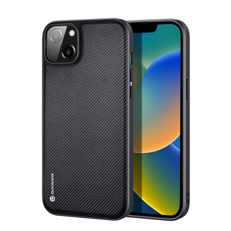 Dux Ducis Fino dėklo dangtelis padengtas nailono medžiaga iPhone 14 Plus juodas