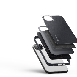 Dux Ducis Fino dėklo dangtelis padengtas nailono medžiaga iPhone 14 Plus juodas
