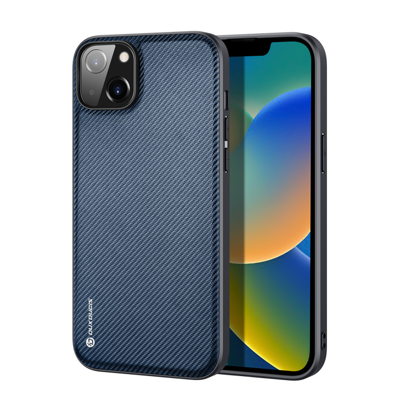 Dux Ducis Fino dėklo dangtelis padengtas nailono medžiaga iPhone 14 Plus mėlyna