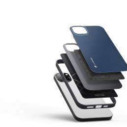 Dux Ducis Fino dėklo dangtelis padengtas nailono medžiaga iPhone 14 Plus mėlyna