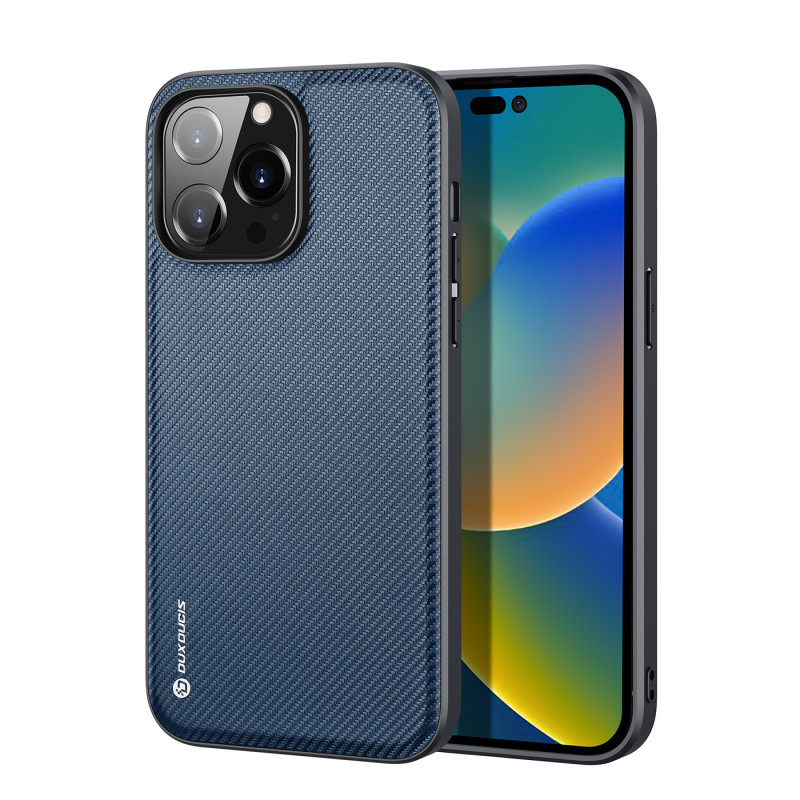 Dux Ducis Fino dėklas, dangtelis padengtas nailono medžiaga, iPhone 14 Pro, mėlynas