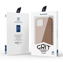 Dux Ducis Grit odinis dėklas, skirtas iPhone 14 Plus elegantiškas dirbtinės odos dangtelis (suderinamas su MagSafe) Ruda...