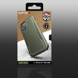 Raptic X-Doria Fort Case iPhone 14 Plus dėklas su MagSafe šarvuotu dangteliu žalios spalvos