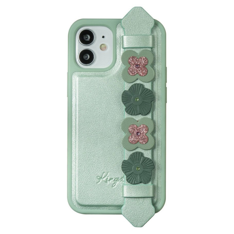 Kingxbar Sweet Series gelio dėklas dekoruotas originaliais Swarovski kristalais su stovu iPhone 12 Pro Max žaliai
