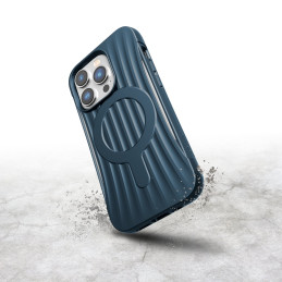 Raptic X-Doria Clutch Built Case iPhone 14 Pro dėklas su MagSafe galiniu dangteliu mėlynos spalvos