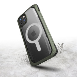 Raptic X-Doria Secure Case iPhone 14 dėklas su MagSafe šarvuotu dangteliu žalios spalvos