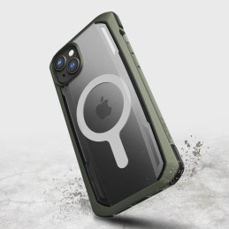 Raptic X-Doria Secure Case iPhone 14 Plus dėklas su MagSafe šarvuotu dangteliu žalios spalvos