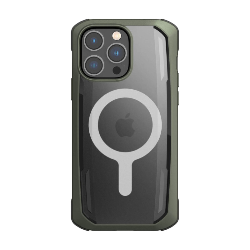 „Raptic X-Doria“ saugus dėklas, skirtas „iPhone 14 Pro Max“ su „MagSafe“ šarvuotu dangteliu, žaliu
