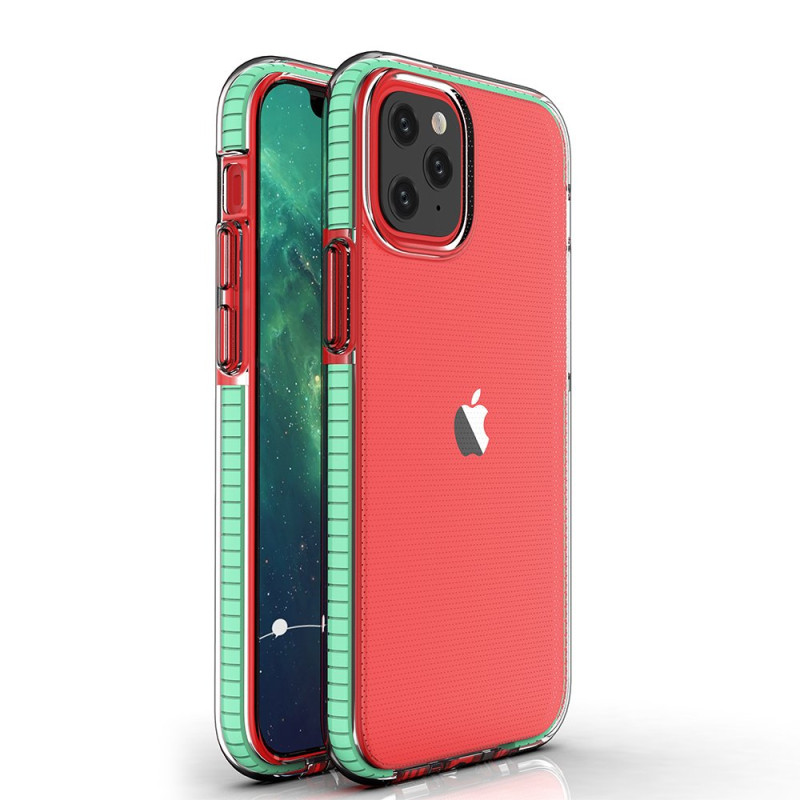 Spring Case, gelinis dėklas su spalvingu rėmeliu iPhone 12 mini, mėtų