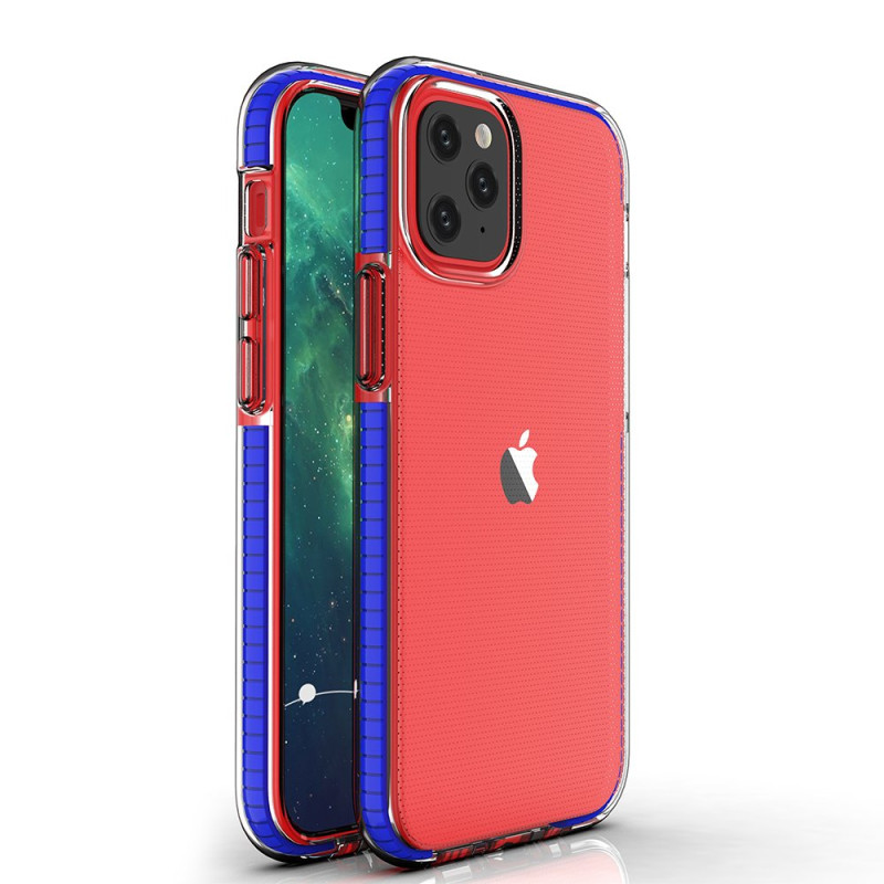 Spring Case, gelinis dėklas su spalvingu rėmeliu iPhone 12 mini, tamsiai mėlynas