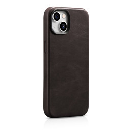 iCarer Oil Wax Premium Leather Case magnetinis odinis dėklas iPhone 14 su MagSafe ruda spalva (WMI14220701-BN)