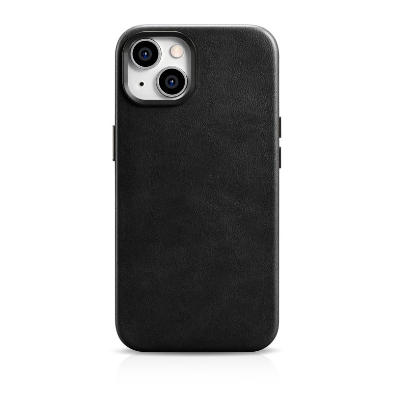 iCarer Oil Wax Premium Leather Case magnetinis odinis dėklas, skirtas iPhone 14 Plus su MagSafe juoda (WMI14220703-BK)