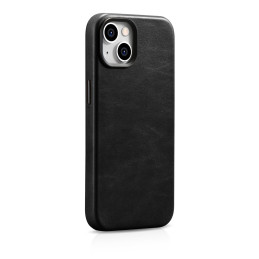 iCarer Oil Wax Premium Leather Case magnetinis odinis dėklas, skirtas iPhone 14 Plus su MagSafe juoda (WMI14220703-BK)
