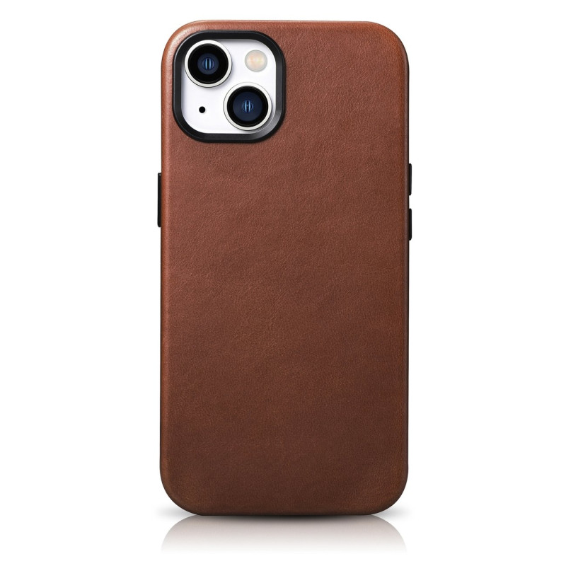 iCarer Oil Wax Premium Leather Case magnetinis odinis dėklas, skirtas iPhone 14 Plus su MagSafe ruda spalva (WMI14220703...