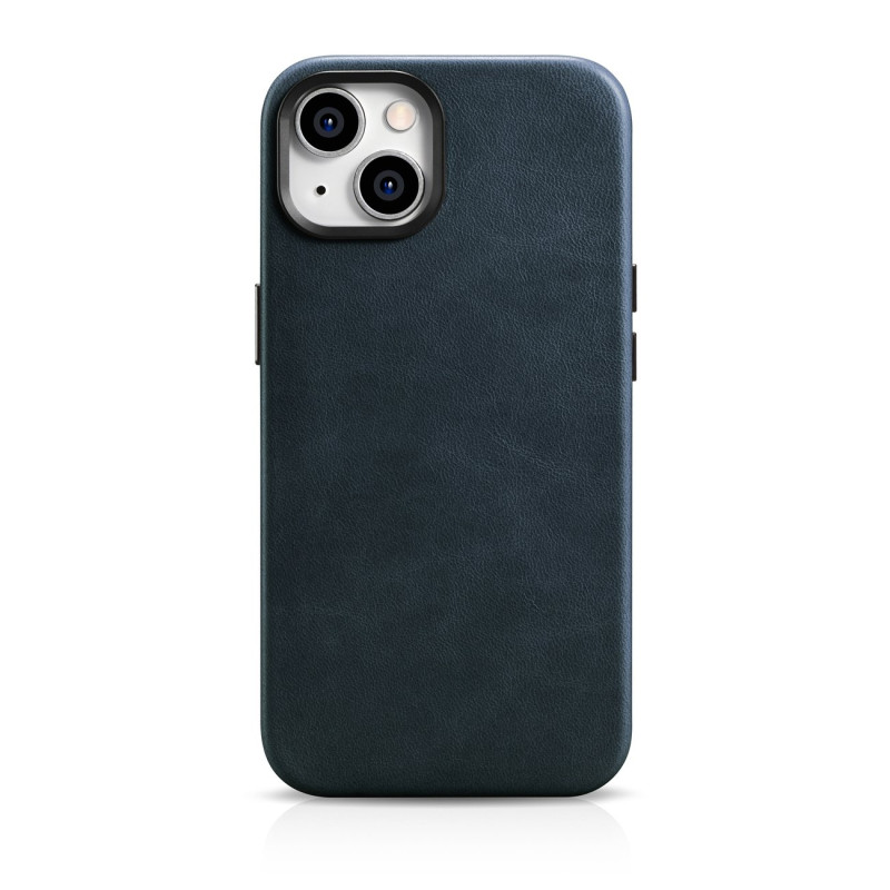 „iCarer Oil Wax Premium“ odinis dėklas „iPhone 14 Plus“ magnetinis odinis dėklas su „MagSafe Dark Blue“ (WMI14220703-BU)