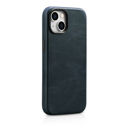 „iCarer Oil Wax Premium“ odinis dėklas „iPhone 14 Plus“ magnetinis odinis dėklas su „MagSafe Dark Blue“ (WMI14220703-BU)